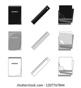 Vector design of office and supply logo. Set of office and school stock symbol for web.