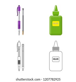 Vector design of office and supply logo. Collection of office and school stock symbol for web.