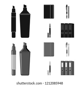 Vector design of office and supply logo. Collection of office and school stock vector illustration.