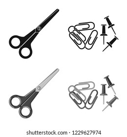 Vector design of office and supply logo. Collection of office and school stock vector illustration.