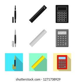 Vector design of office and supply logo. Set of office and school vector icon for stock.