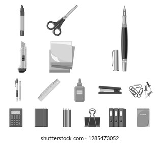 Vector design of office and supply logo. Collection of office and school stock symbol for web.