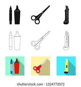 Vector design of office and supply logo. Set of office and school stock vector illustration.