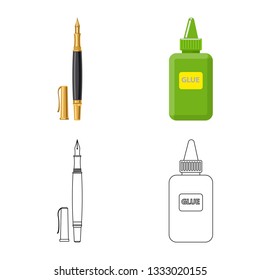 Vector design of office and supply logo. Set of office and school stock symbol for web.