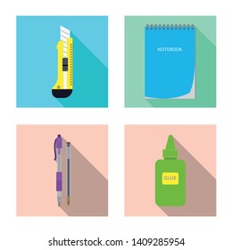 Vector design of office and supply logo. Collection of office and school stock vector illustration.