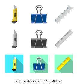 Vector design of office and supply sign. Set of office and school vector icon for stock.