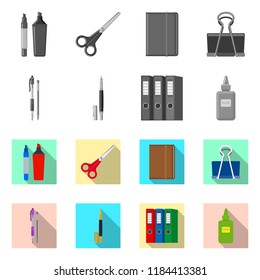 Vector design of office and supply sign. Collection of office and school vector icon for stock.
