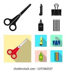 Vector design of office and supply sign. Set of office and school vector icon for stock.