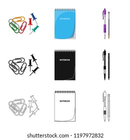 Vector design of office and supply sign. Set of office and school stock vector illustration.