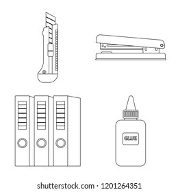 Vector design of office and supply sign. Set of office and school stock symbol for web.