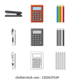 Vector design of office and supply sign. Collection of office and school stock vector illustration.