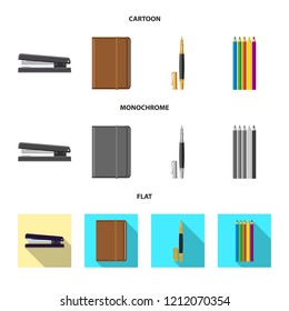 Vector design of office and supply sign. Set of office and school stock symbol for web.