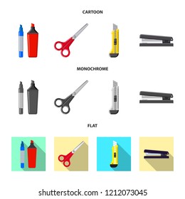 Vector design of office and supply sign. Set of office and school vector icon for stock.