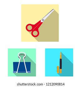 Vector design of office and supply sign. Set of office and school vector icon for stock.