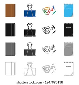 Vector design of office and supply sign. Set of office and school stock vector illustration.