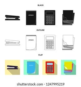 Vector design of office and supply sign. Collection of office and school stock symbol for web.