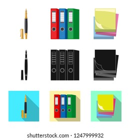 Vector design of office and supply sign. Set of office and school stock vector illustration.