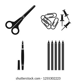 Vector design of office and supply sign. Collection of office and school vector icon for stock.