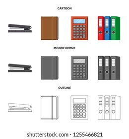 Vector design of office and supply sign. Collection of office and school stock symbol for web.