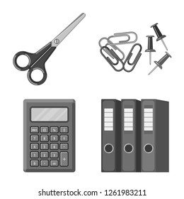 Vector design of office and supply sign. Set of office and school stock vector illustration.