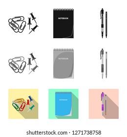 Vector design of office and supply sign. Collection of office and school stock symbol for web.