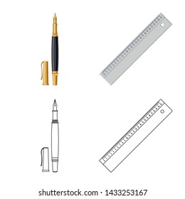 Vector design of office and supply sign. Set of office and school vector icon for stock.