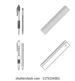 Vector design of office and supply symbol. Collection of office and school vector icon for stock.