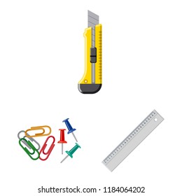 Vector design of office and supply symbol. Collection of office and school vector icon for stock.