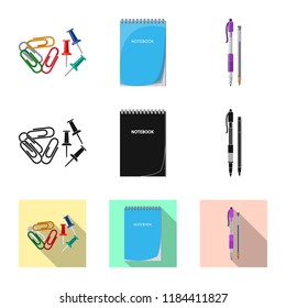 Vector design of office and supply symbol. Collection of office and school vector icon for stock.
