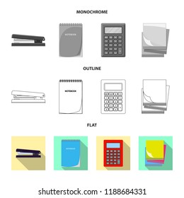 Vector design of office and supply symbol. Collection of office and school vector icon for stock.