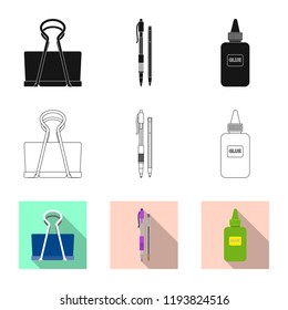 Vector design of office and supply symbol. Collection of office and school stock vector illustration.