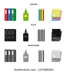 Vector design of office and supply symbol. Collection of office and school vector icon for stock.