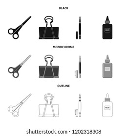 Vector design of office and supply symbol. Set of office and school vector icon for stock.