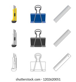 Vector design of office and supply symbol. Set of office and school stock vector illustration.