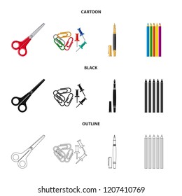 Vector design of office and supply symbol. Collection of office and school stock symbol for web.