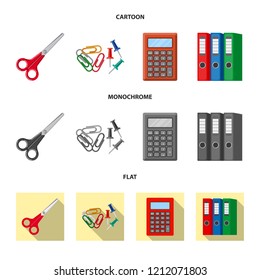 Vector design of office and supply symbol. Set of office and school stock vector illustration.