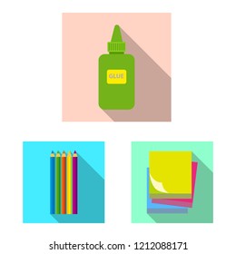 Vector design of office and supply symbol. Set of office and school stock symbol for web.