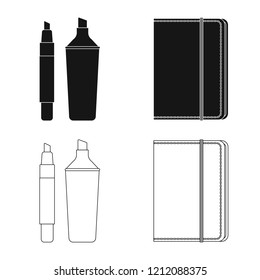 Vector design of office and supply symbol. Collection of office and school vector icon for stock.