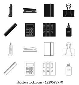 Vector design of office and supply symbol. Set of office and school stock symbol for web.