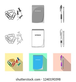 Vector design of office and supply symbol. Collection of office and school stock symbol for web.