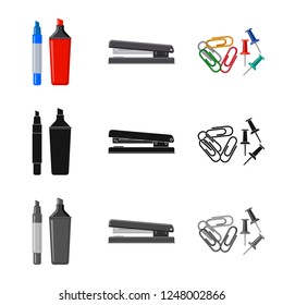Vector design of office and supply symbol. Set of office and school stock vector illustration.