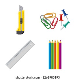 Vector design of office and supply symbol. Collection of office and school vector icon for stock.