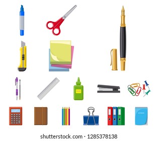 Vector design of office and supply symbol. Set of office and school stock symbol for web.