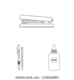 Vector design of office and supply symbol. Collection of office and school stock symbol for web.