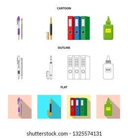 Vector design of office and supply symbol. Set of office and school vector icon for stock.
