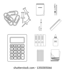 Vector design of office and supply symbol. Set of office and school stock symbol for web.