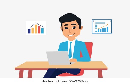 Vector design of office work and remote work, freelance. Illustration of young people working on computers and running business. Suitable for business, startup and freelance promotional materials.