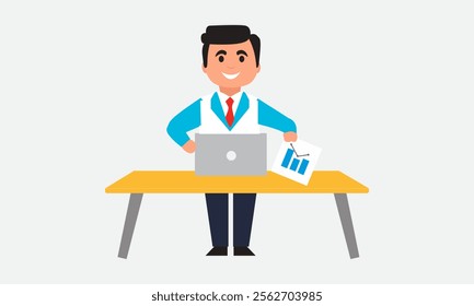 Vector design of office work and remote work, freelance. Illustration of young people working on computers and running business. Suitable for business, startup and freelance promotional materials.