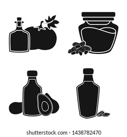 Vector design of oil and agriculture icon. Collection of oil and glass stock vector illustration.