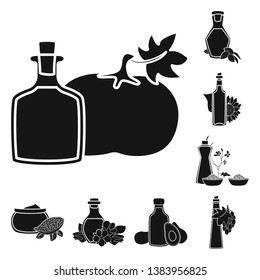 Vector design of oil and agriculture symbol. Collection of oil and glass  stock symbol for web.